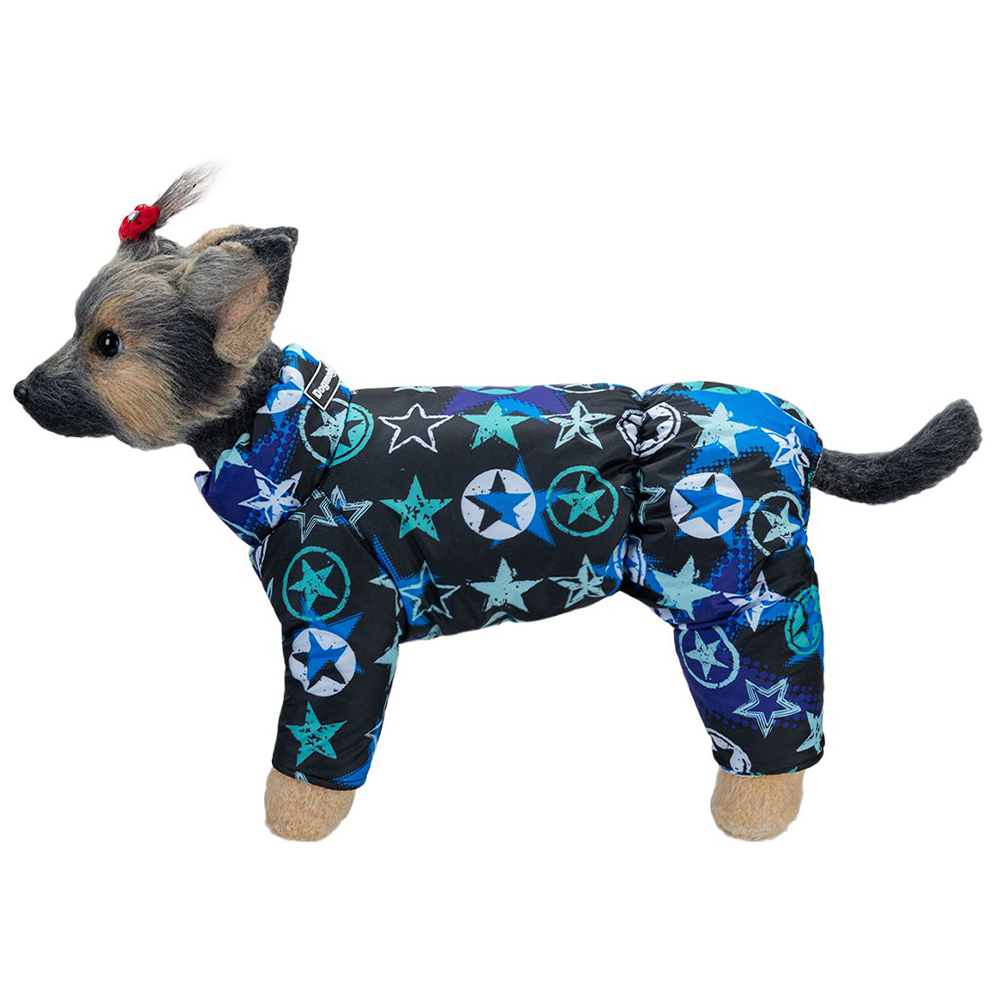 Комбинезон для собак DOG MODA Звезда воротник-стойка (синий) унисекс 32см (4)
