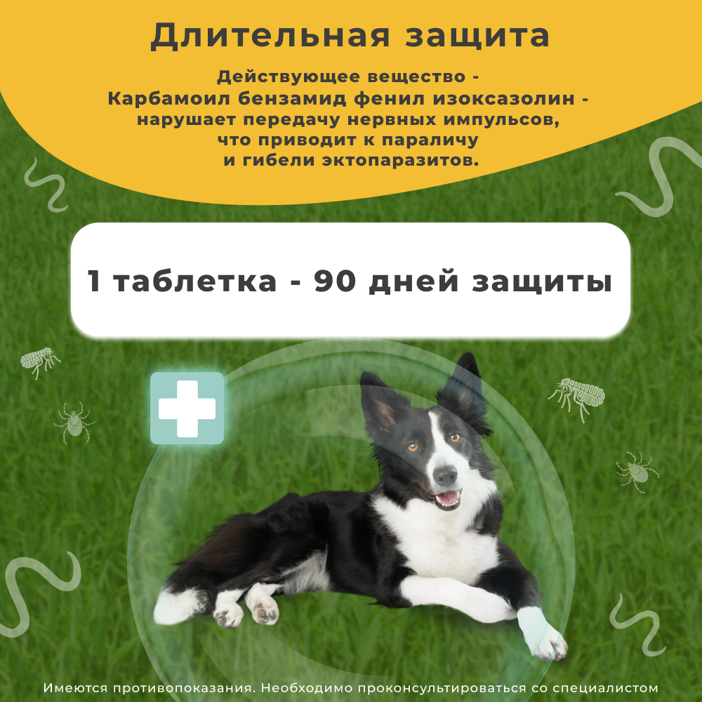 Таблетки для собак ТИКСФЛИ от блох и клещей (10-20кг) 500мг, 1таб на 90дн.