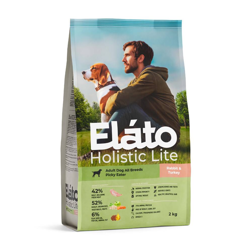 Корм для собак ELATO Holistic Lite для привередливых, кролик с индейкой сух.