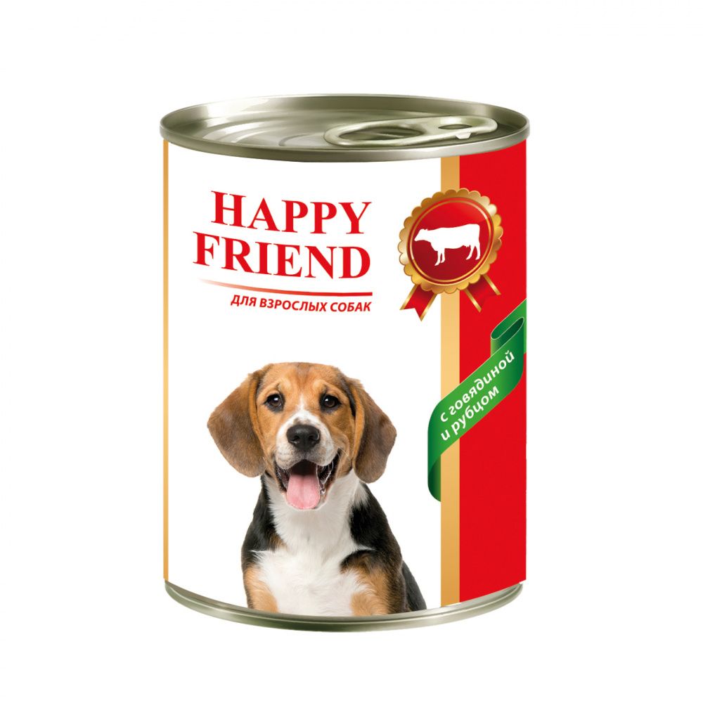 Купить Корм для собак HAPPY FRIEND с говядиной и рубцом банка в Бетховен