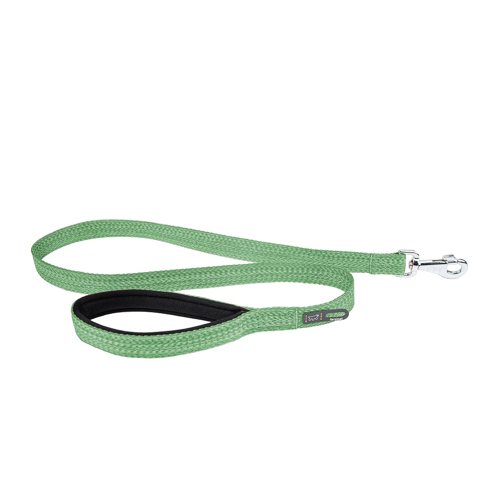 Поводок для собак FERPLAST Greener Soft G25/120 эконейлон, с мягк.ручкой и держат.для пакетов, зел.