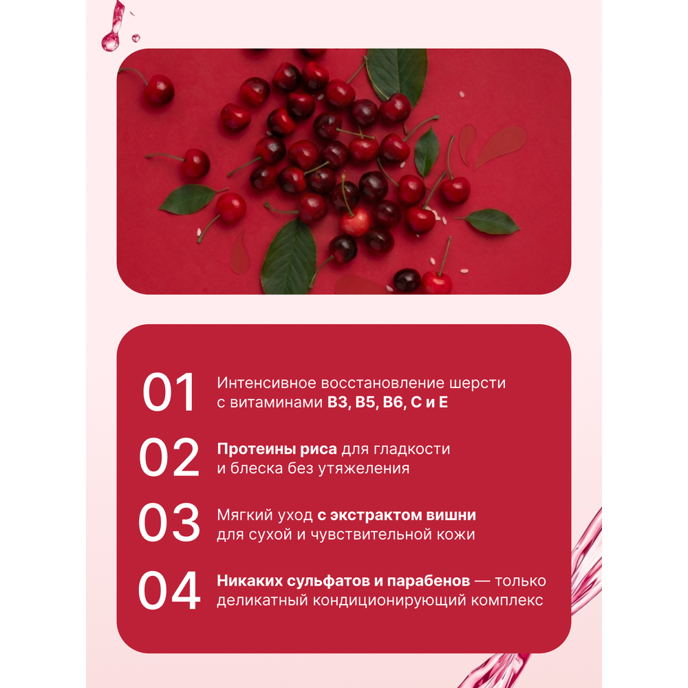 Маска IV SAN BERNARD Black Cherry восстанавливающая для короткой шерсти с протеинами риса 250мл