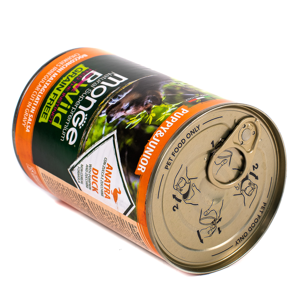 Корм для для щенков и беременных собак MONGE BWild Grain Free утка с тыквой и кабачками банка