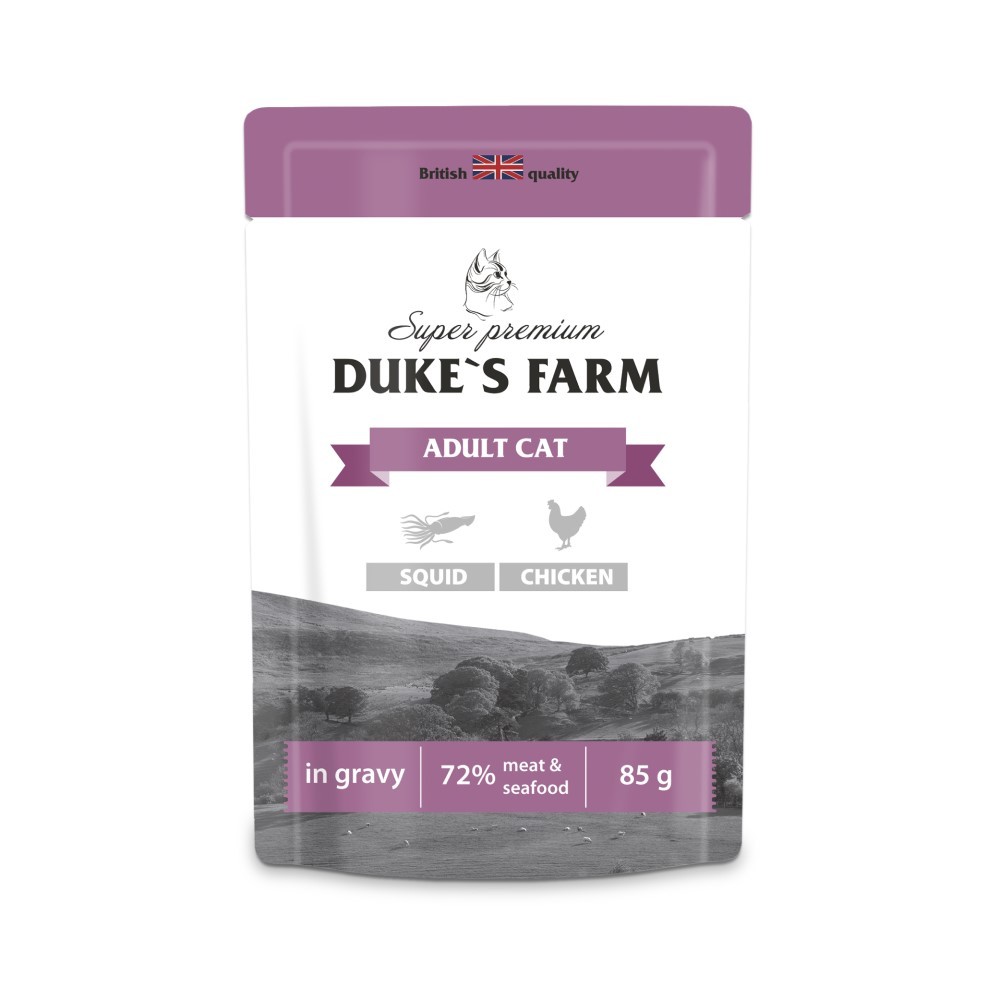 Корм для кошек DUKE'S FARM кальмар, курица в соусе пауч