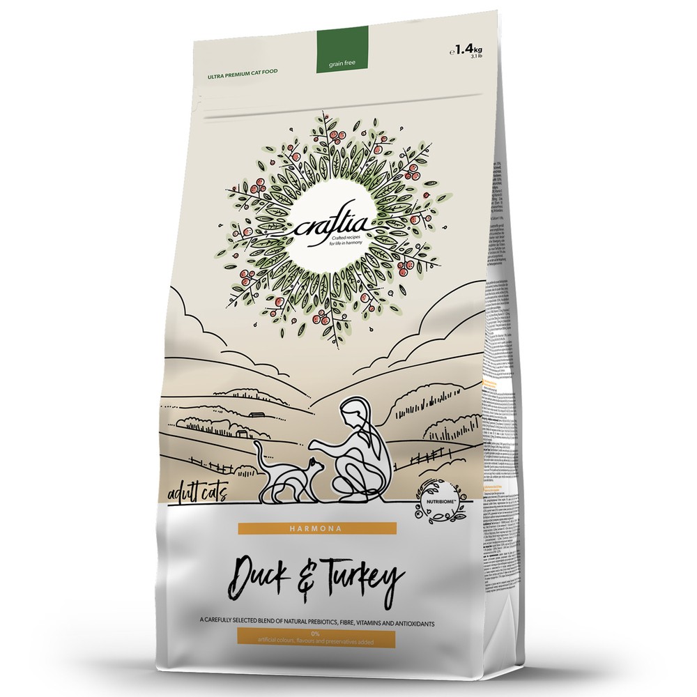 Корм для кошек CRAFTIA Harmona из утки и индейки сух.