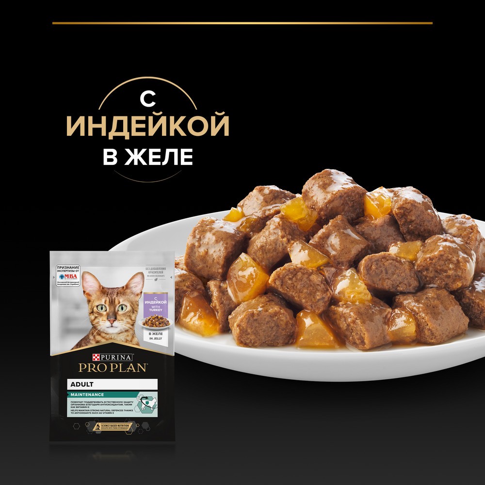 Корм для кошек PRO PLAN Maintenance с индейкой в желе пауч