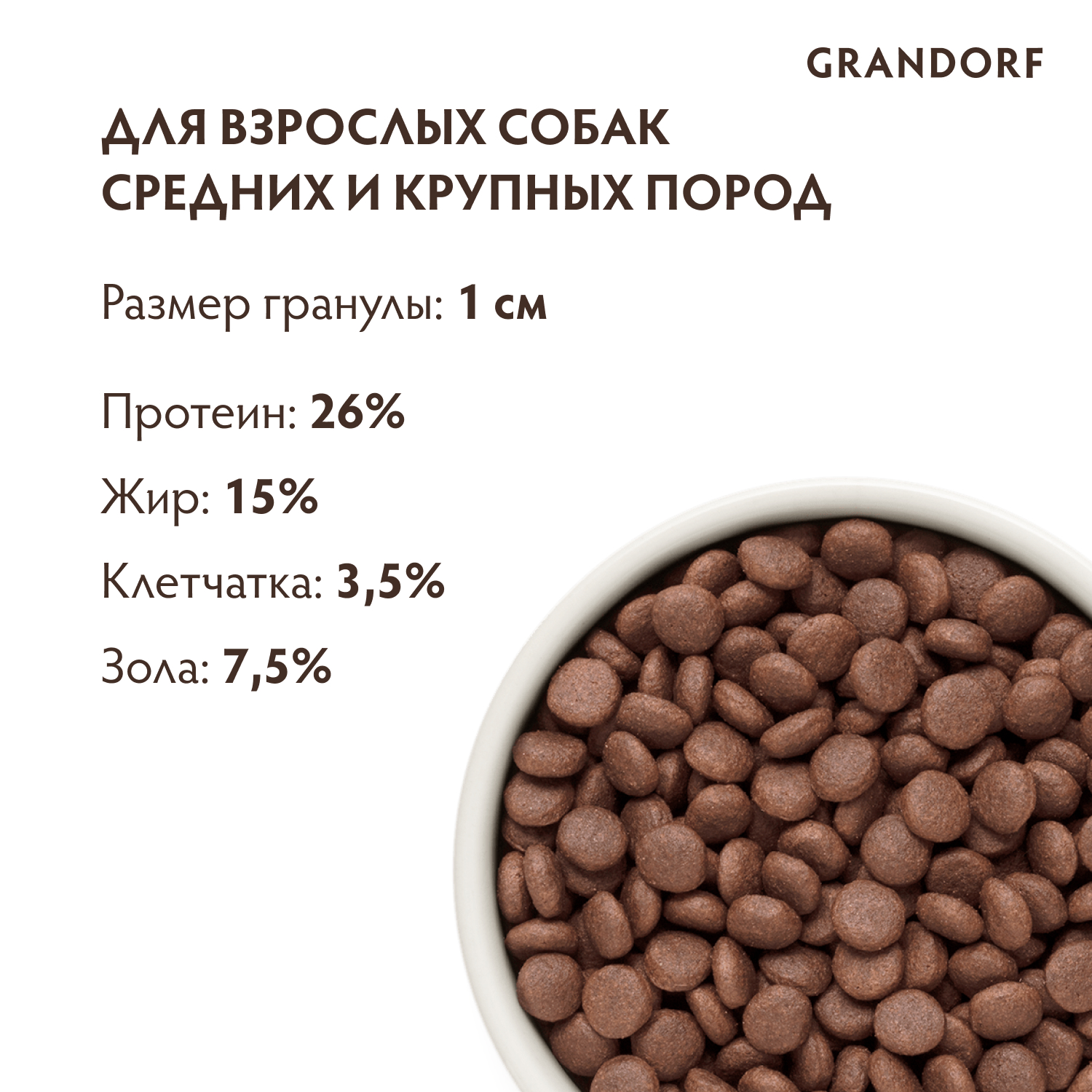 Корм для собак GRANDORF для средних и крупных пород, ягненок с индейкой сух.