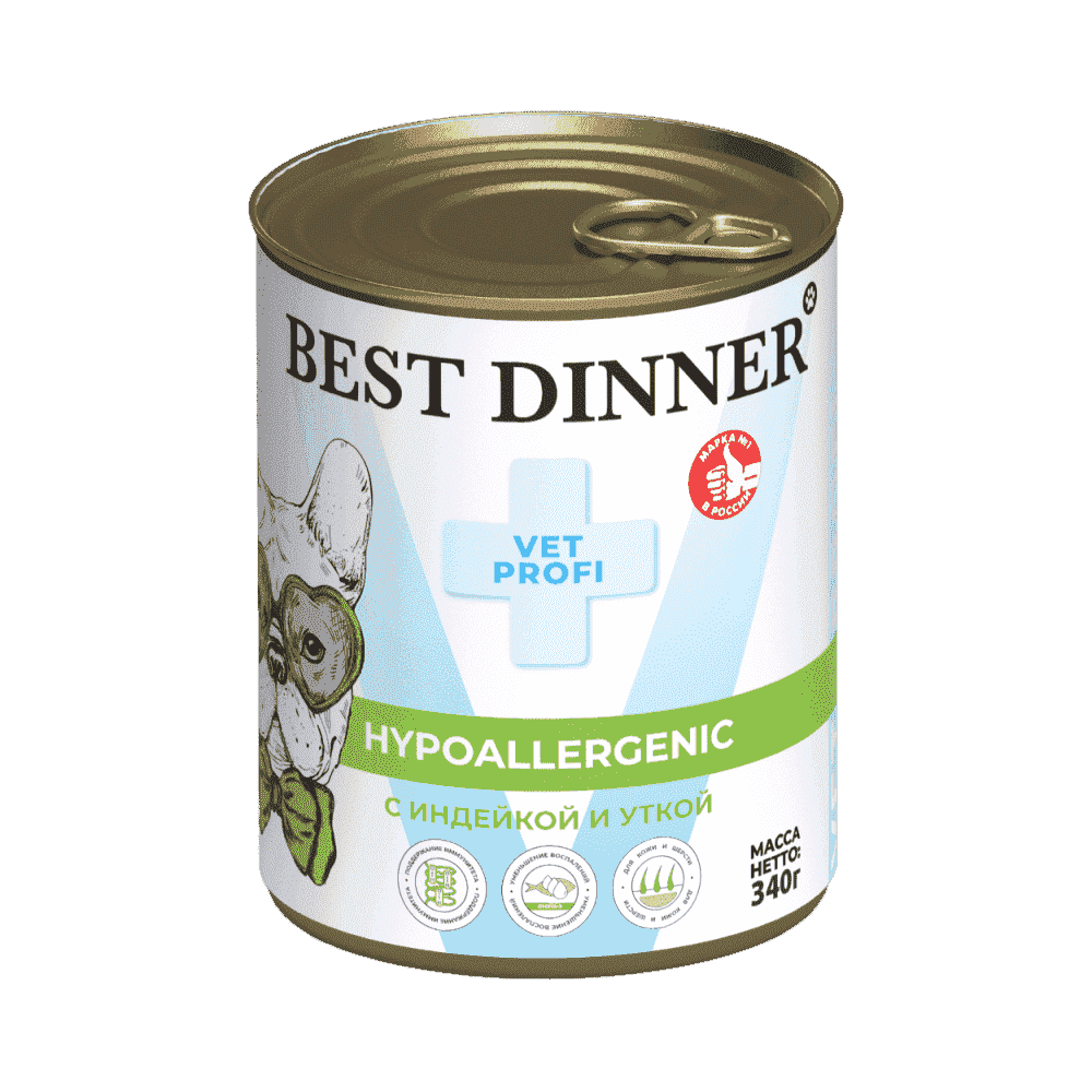 Корм для собак BEST DINNER Vet Profi Exclusive Hypoallergenic индейка с уткой банка