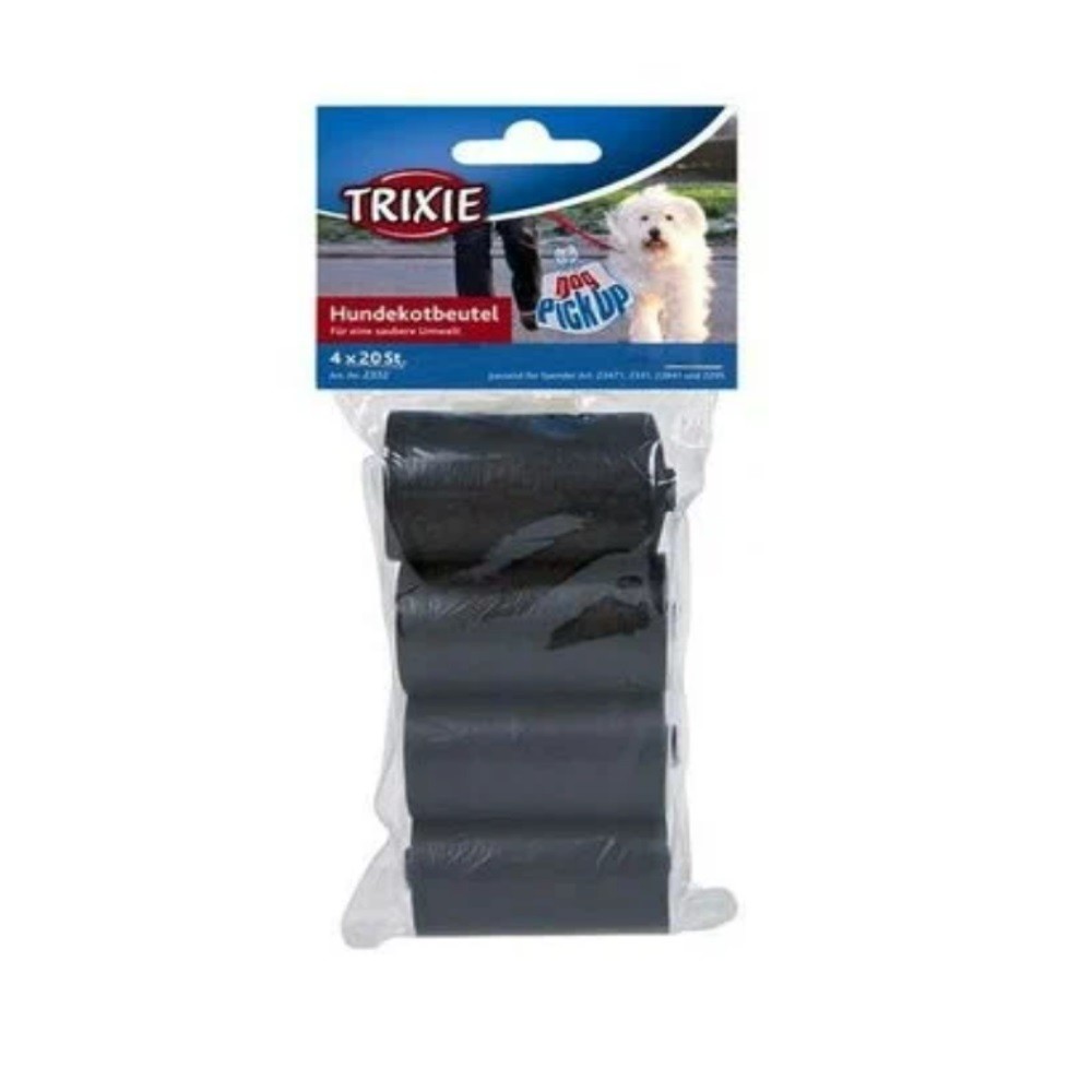 Пакеты для уборки за собаками TRIXIE 4 рулона по 20шт., 3л чёрные