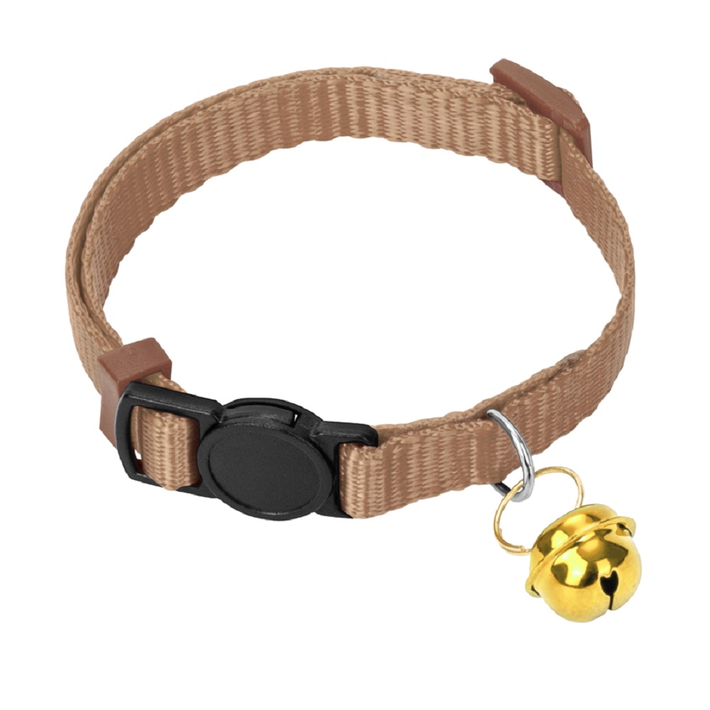 Ошейник для кошек ZOO ONE с безопасной пряжкой, кэмел 10ммх18-28см
