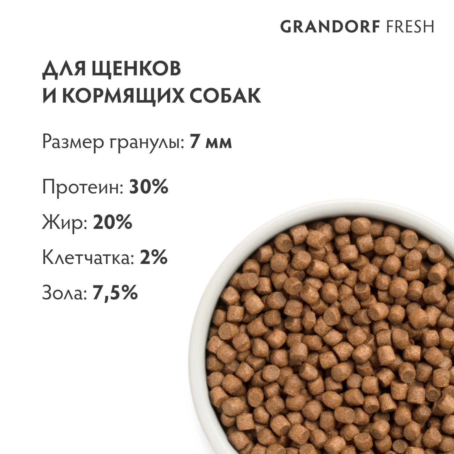 Беззерновой корм с живыми пробиотиками для щенков GRANDORF Fresh Dog Свежее мясо ягненка с бататом сух.