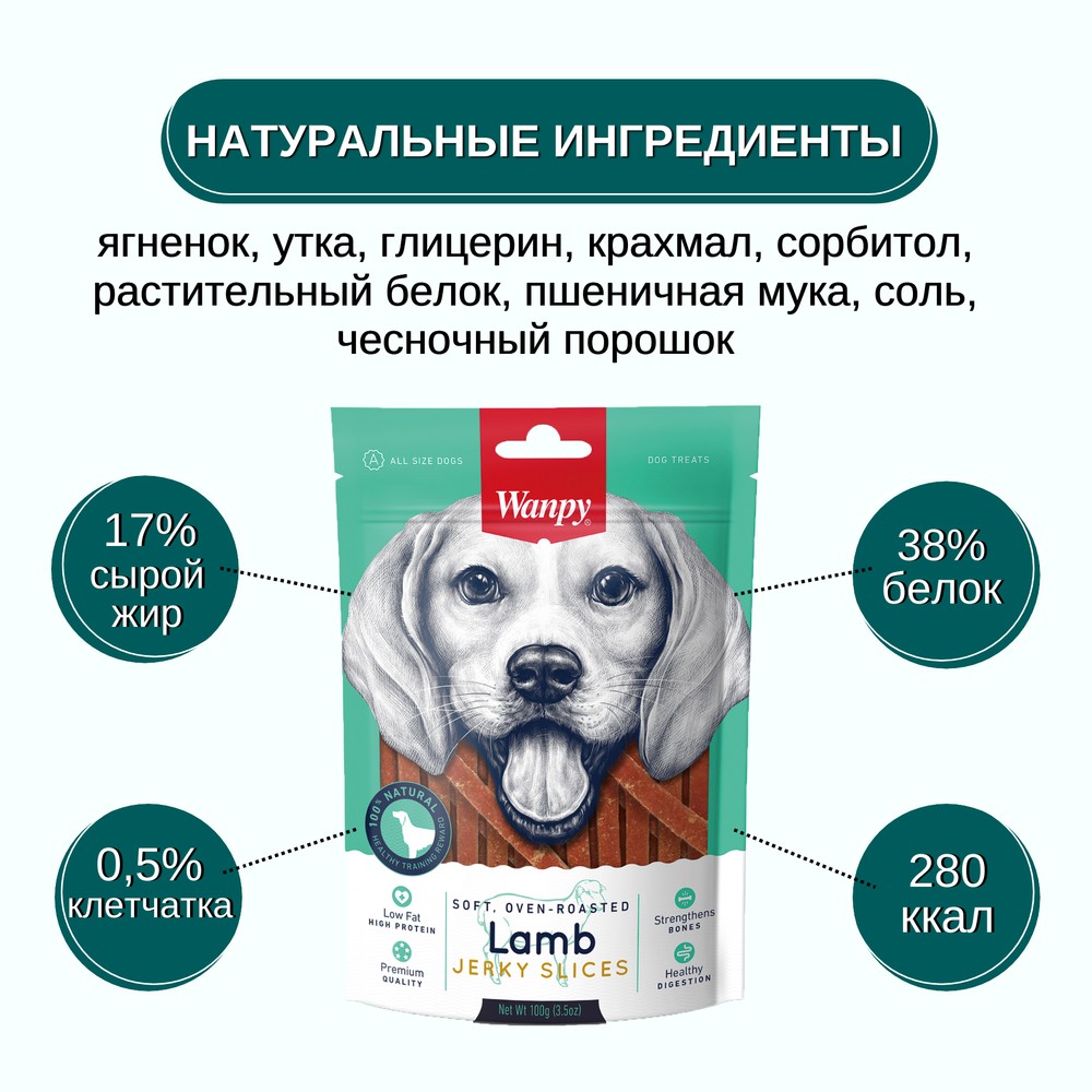 Лакомство для собак WANPY Dog соломка из мяса ягненка