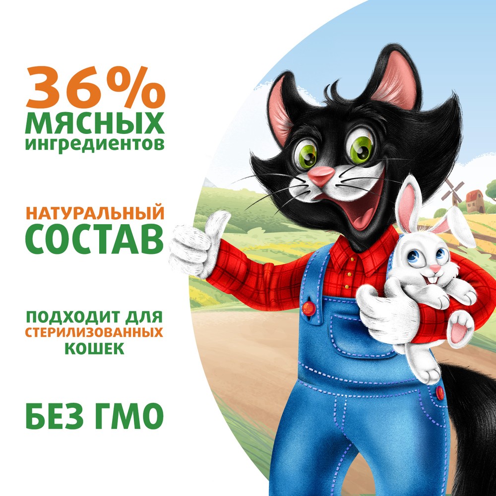 Корм для кошек ФЕРМА КОТА ФЁДОРА сочные кусочки с кроликом пауч