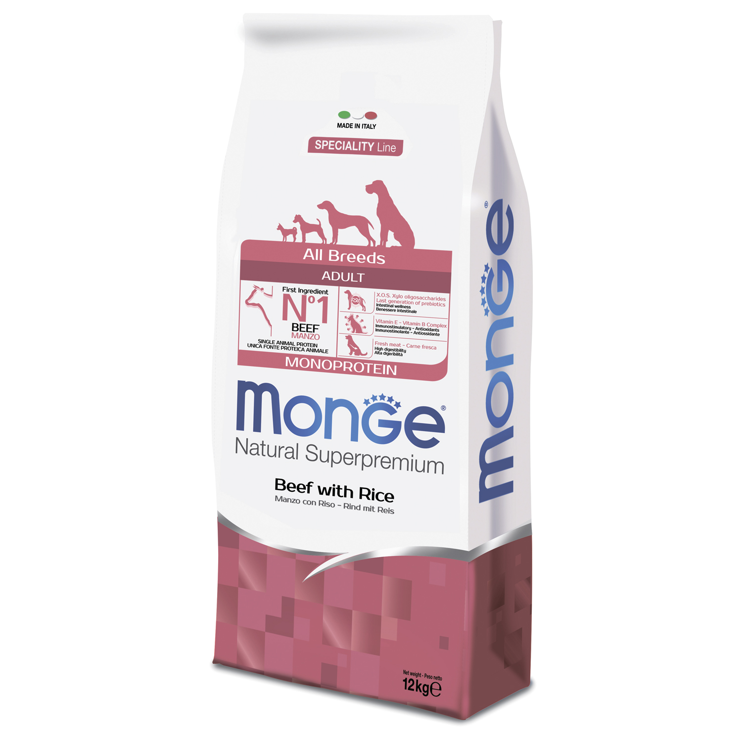 Корм для собак MONGE Dog Speciality Line Monoprotein из говядины с рисом сух.