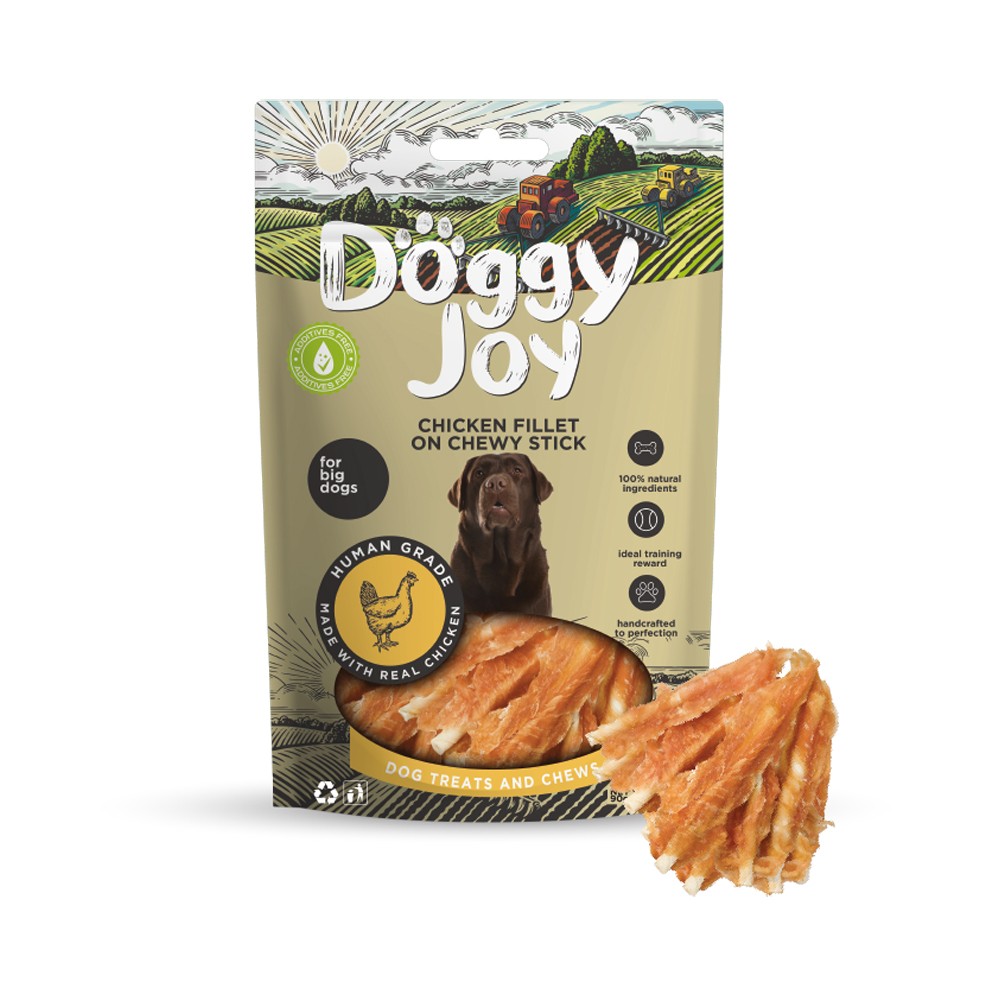 Лакомство для собак DOGGY JOY 50812 для крупных пород Куриное филе на жевательной палочке