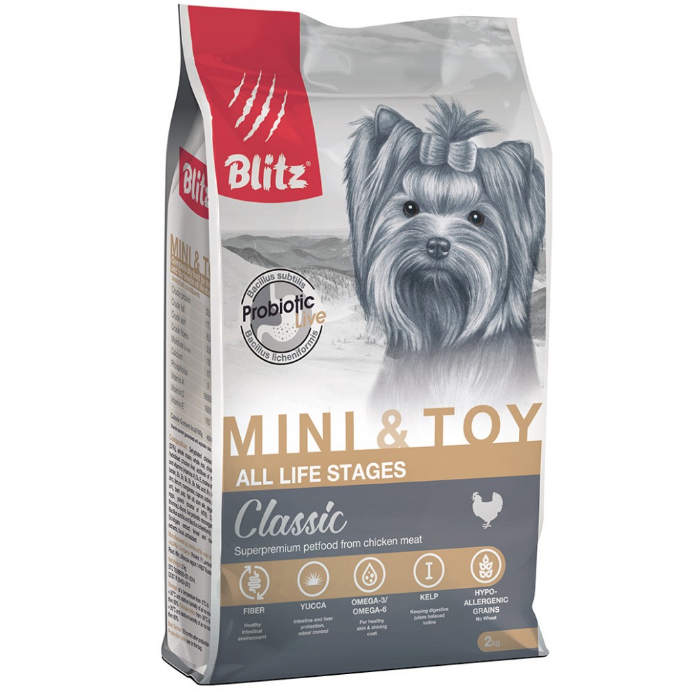 Корм для собак BLITZ adult mini &toy breeds для мелких и миниатюрных пород сух.