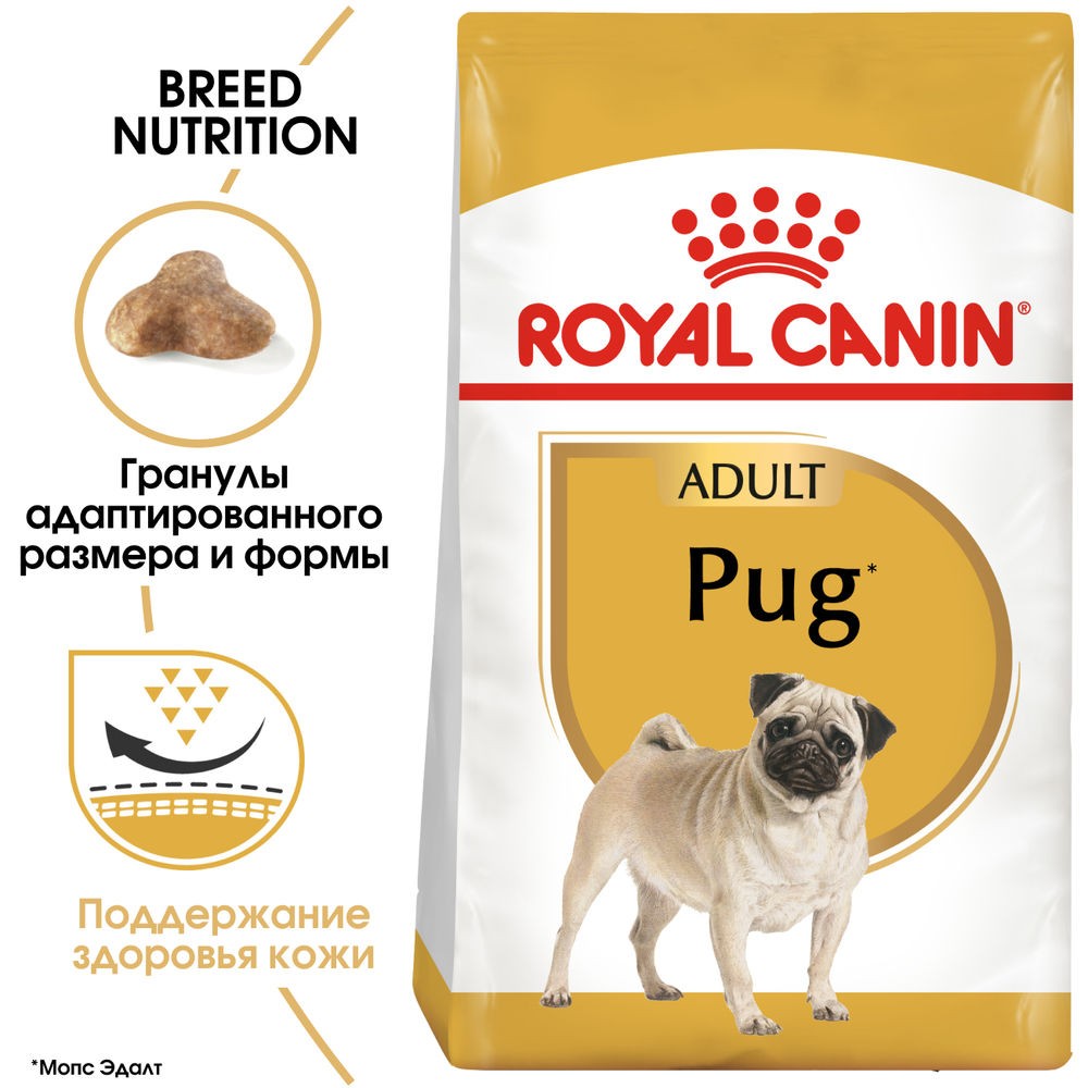 Корм для собак ROYAL CANIN Pug Adult сухой для породы мопс от 10 месяцев сух.