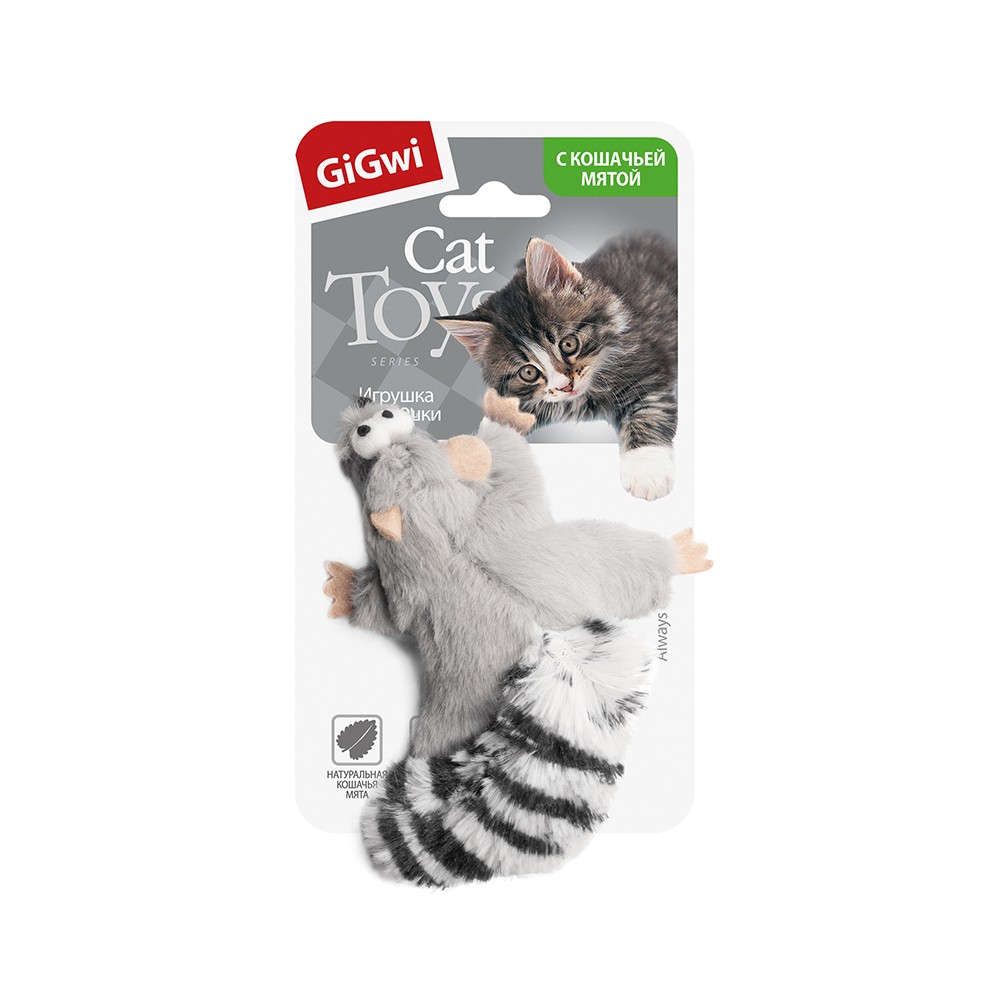 Игрушка для кошек GIGWI Catch & Scratch Енот с кошачьей мятой 8см