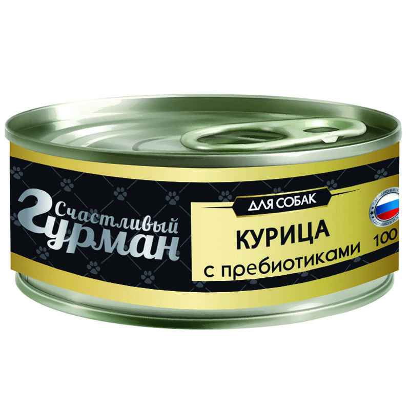 Корм для собак СЧАСТЛИВЫЙ ГУРМАН Курица натуральная с пребиотиком в желе банка