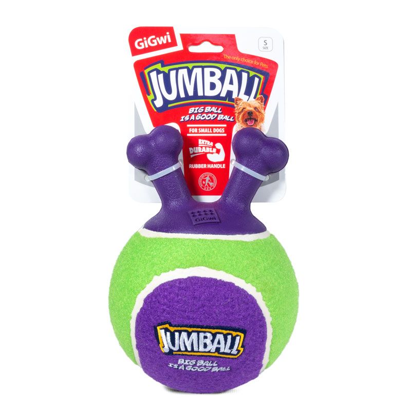 Игрушка для собак GIGWI Jumball Мяч теннисный c ручками зеленый 18см