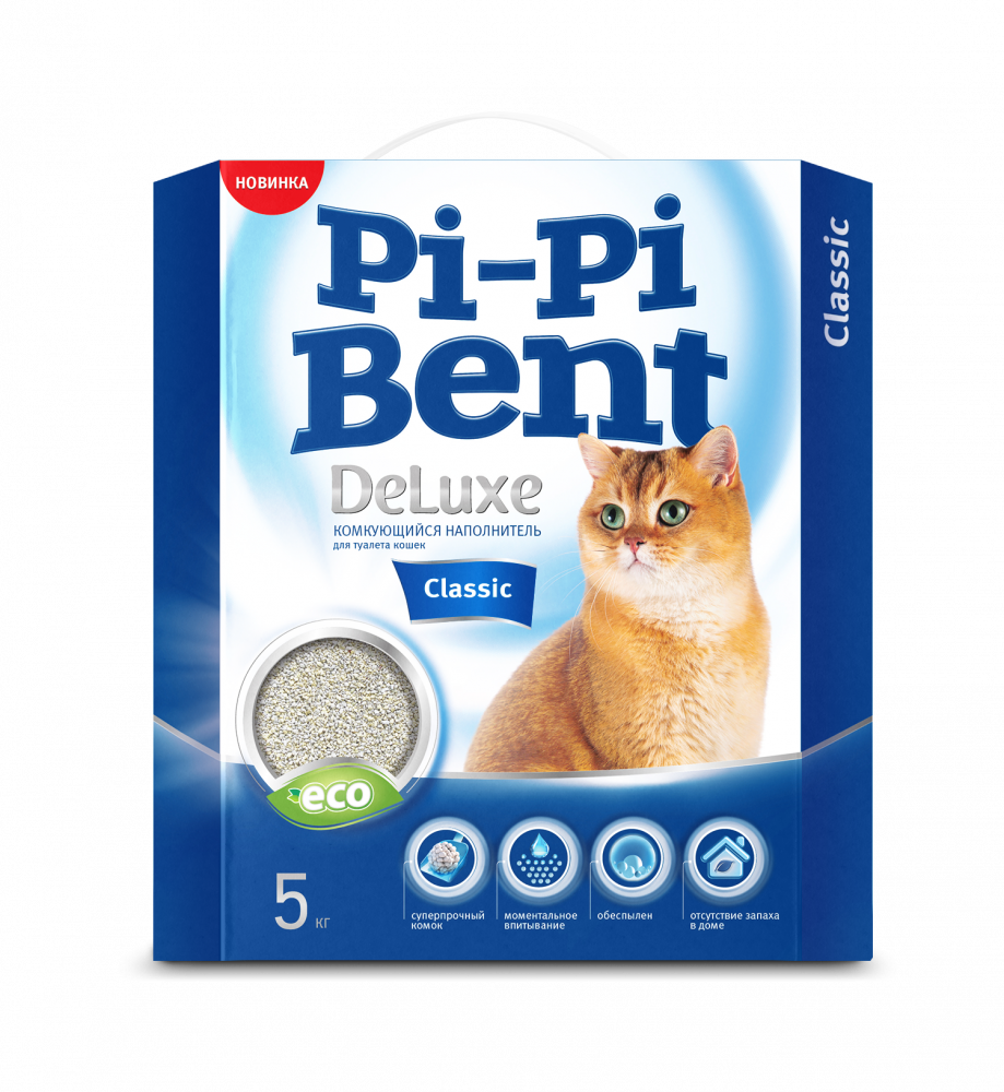 Наполнитель для кошачьего туалета PI-PI BENT DeLuxe Classic комкующийся, коробка