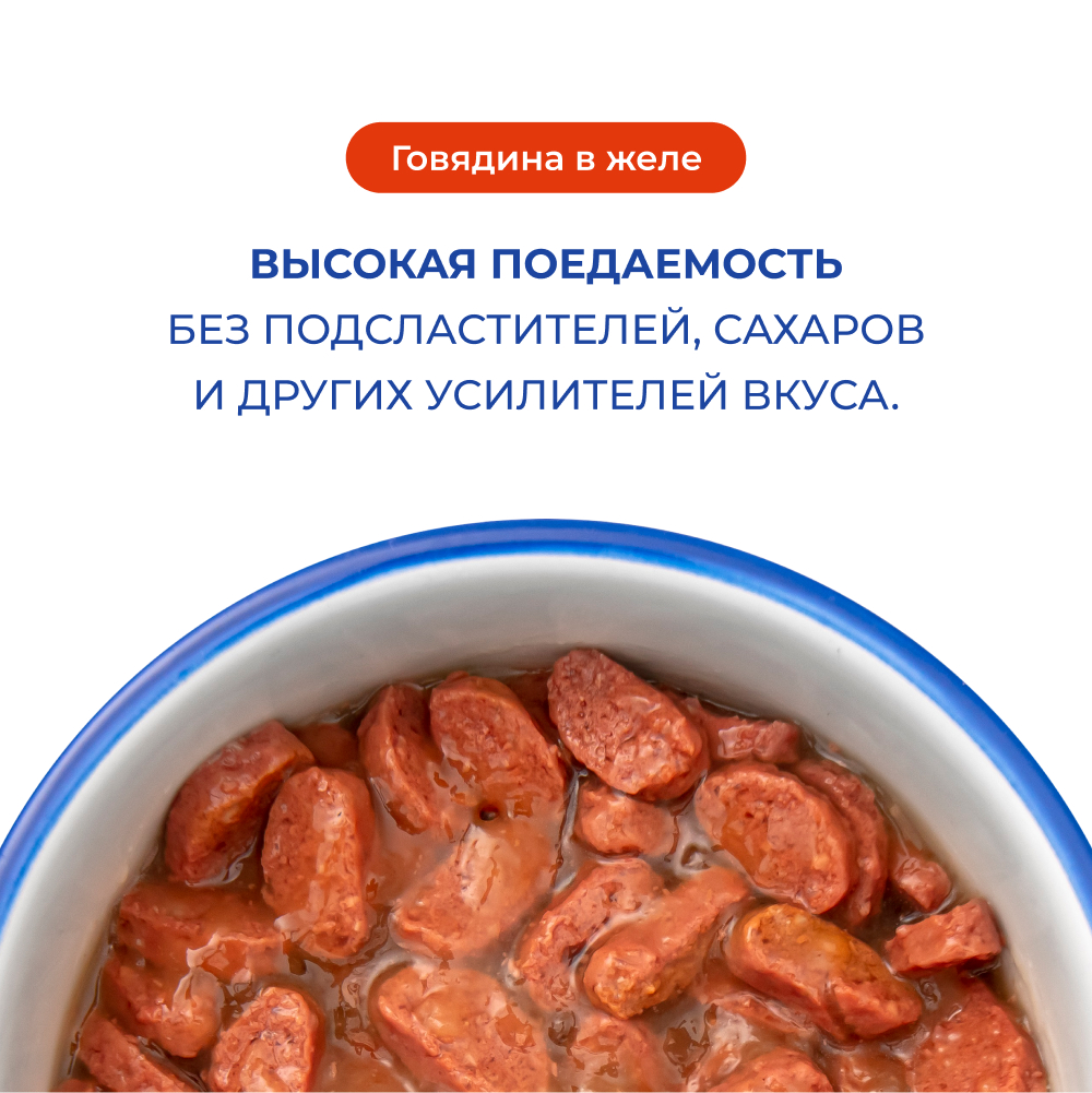 Корм для кошек JARVI для стерилизованных, кусочки в желе, говядина пауч