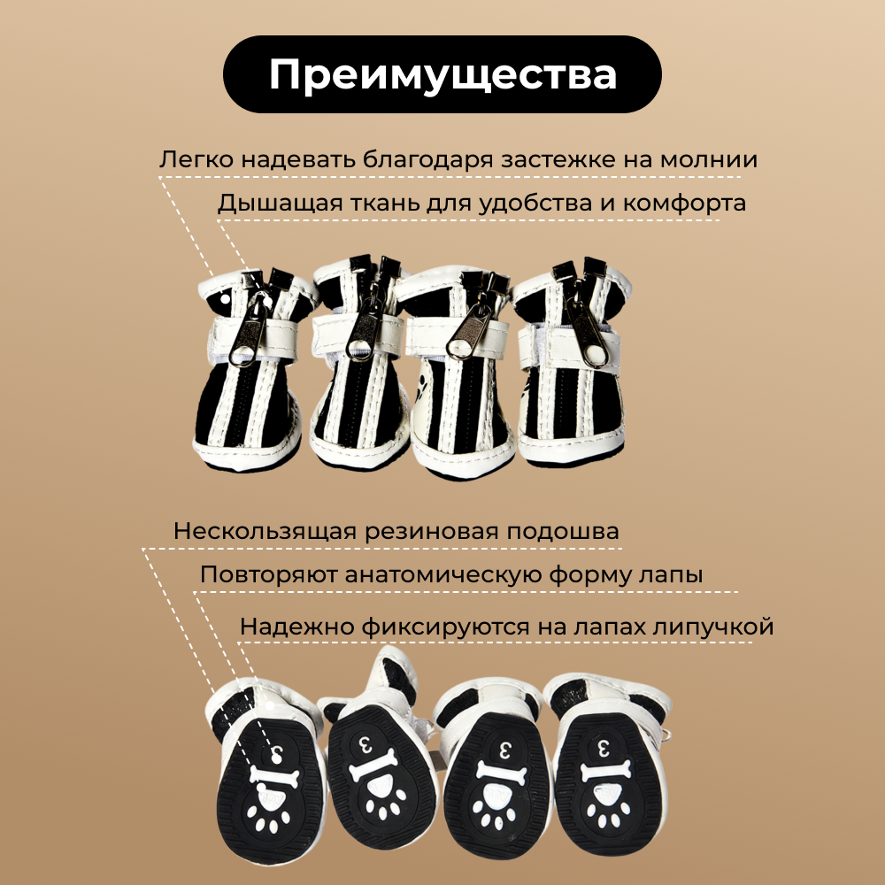 Ботинки для собак FOXIE Paws M 5,6х4см черные