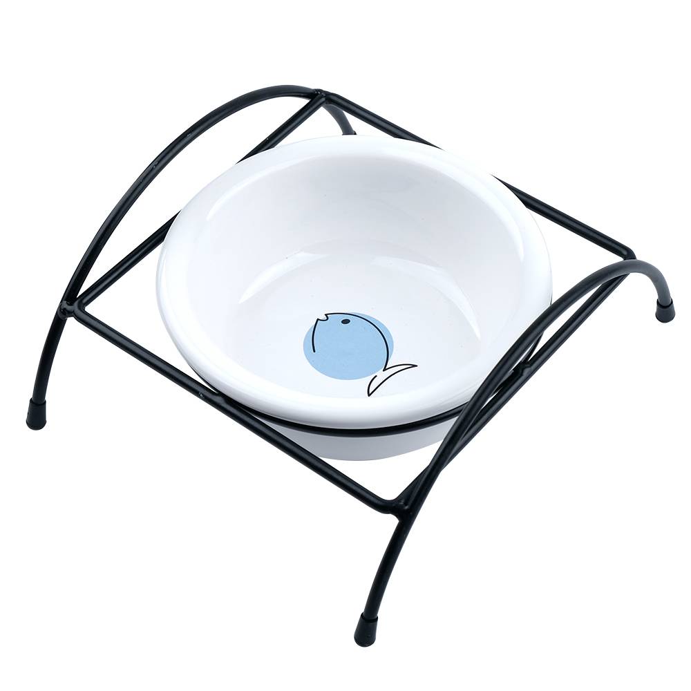Миска для животных FOXIE Fish Bowl белая керамическая на подставке 14х14х5,5см 320мл