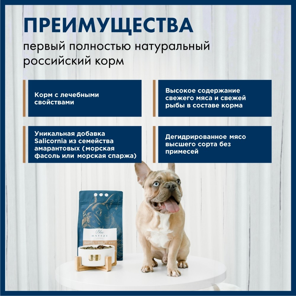 Корм для собак BLUENATIVE для средних и крупных пород, говядина сух.