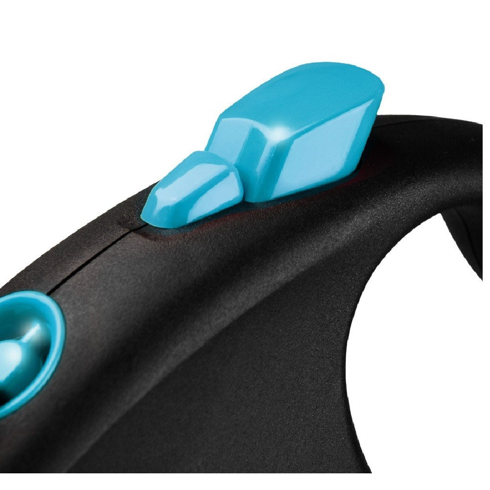 Рулетка для собак FLEXI Black Design S (до 15кг) 5м лента черный/синий
