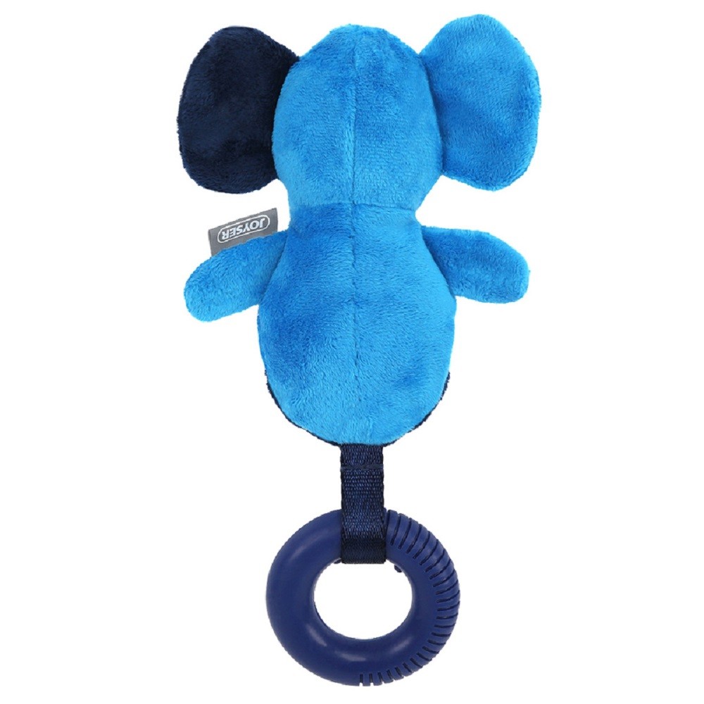 Игрушка для собак JOYSER Puppy Слоник с резиновым кольцом и пищалкой S/M голубой, 21см