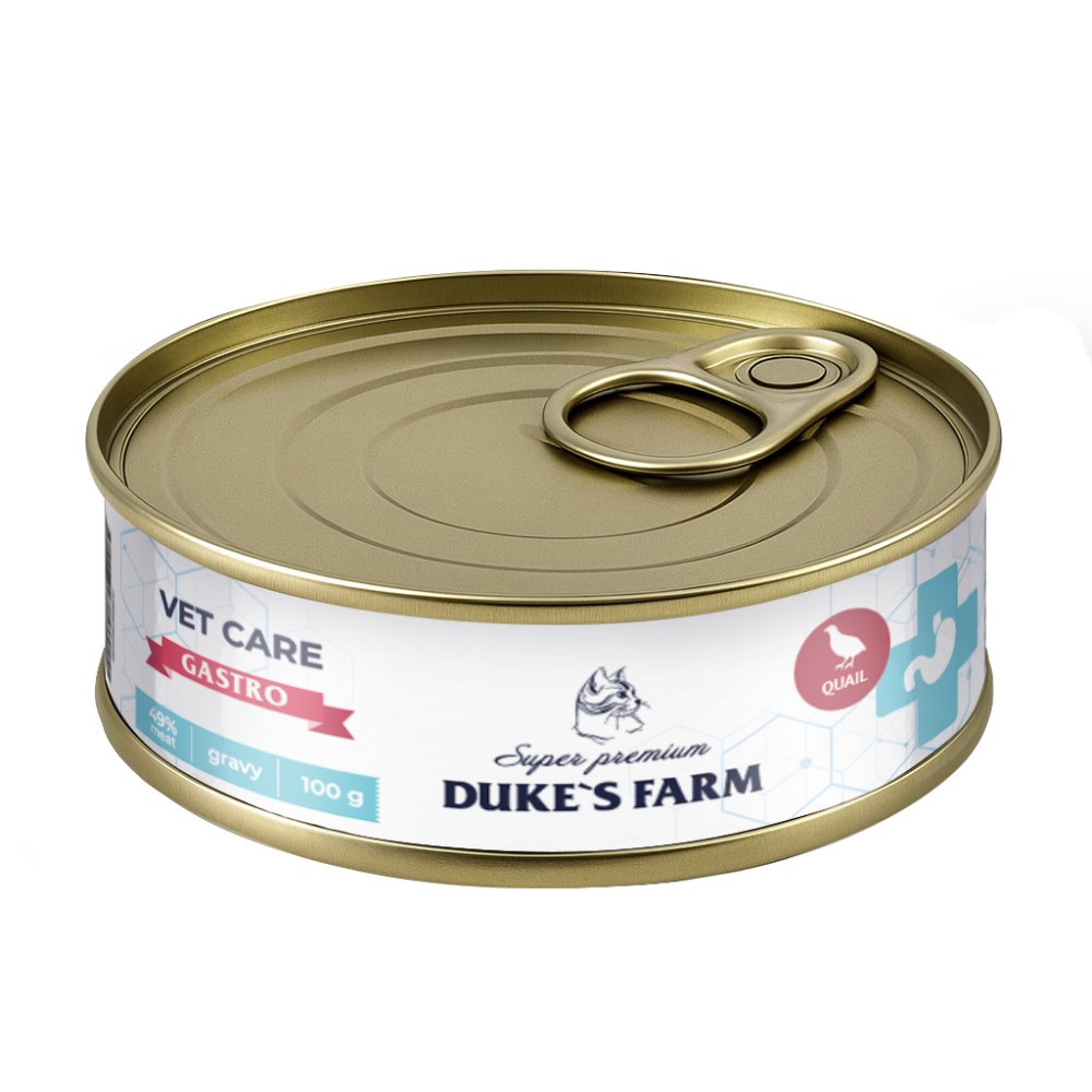 Корм для кошек DUKE'S FARM Vet Care Gastrointestinal при расстройствах пищеварения с перепелкой, волокна в соусе, банка