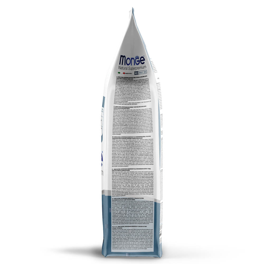 Корм для кошек MONGE Cat Monoprotein Sterilised для стерилизованных, форель сух.