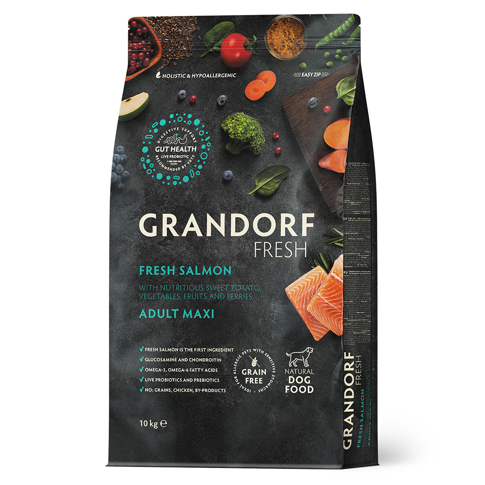 Корм для собак GRANDORF FRESH Dog для крупных пород, филе лосося с бататом сух.