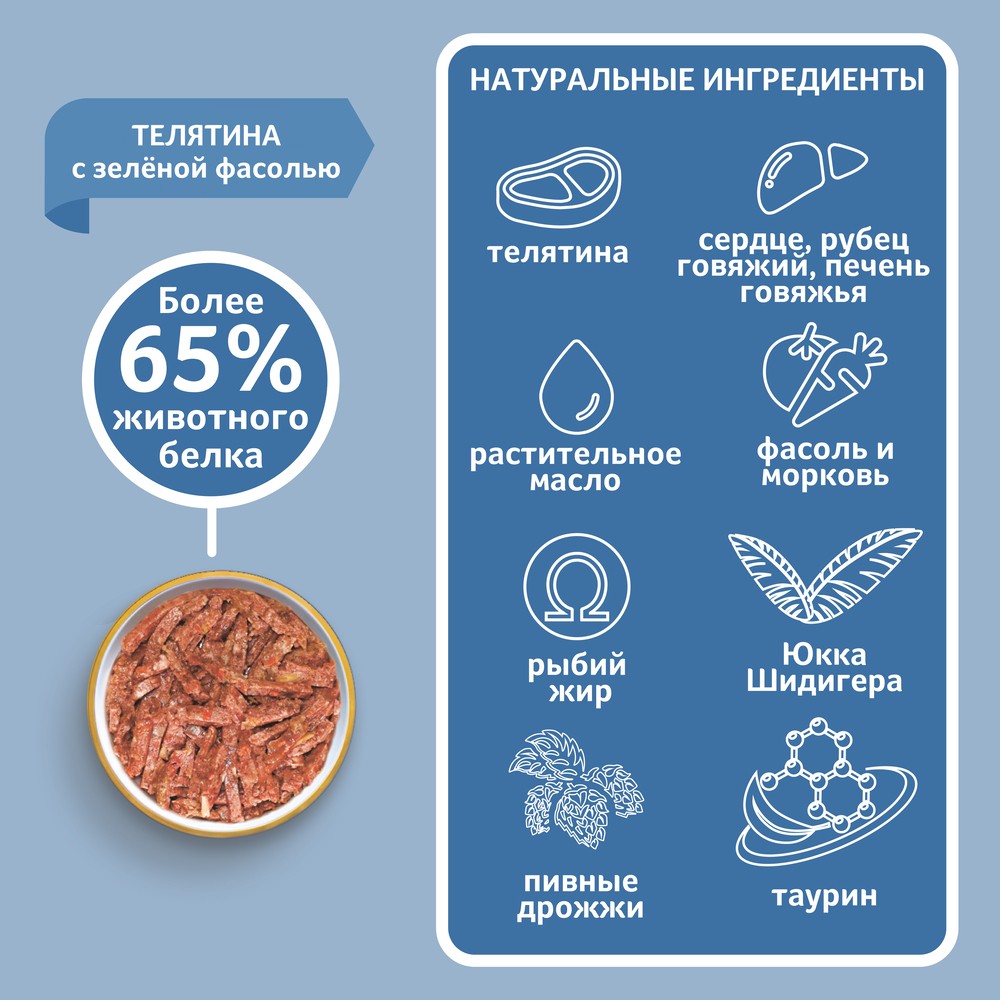 Корм для собак ЗООГУРМАН Телятина с зеленой фасолью ж/б