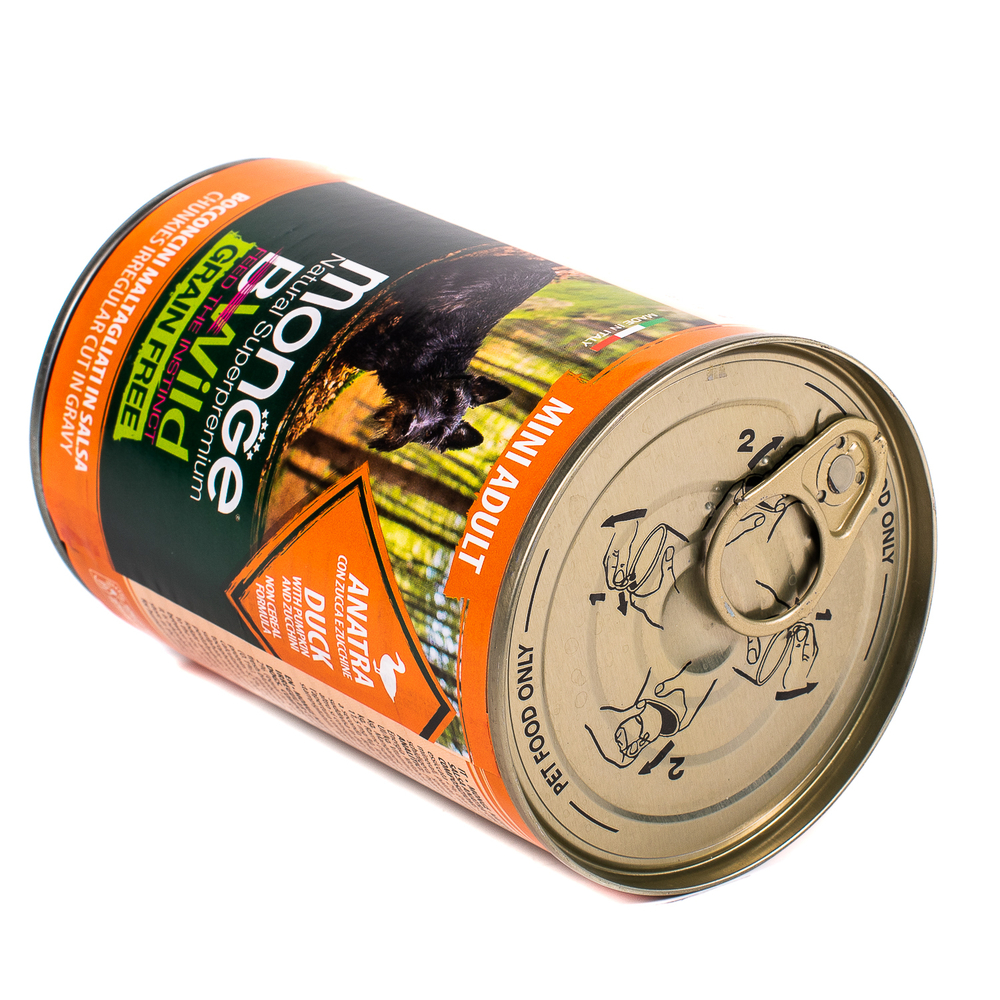 Корм для собак MONGE Dog BWild Grain Free для мелких пород, утка с тыквой и кабачками банка