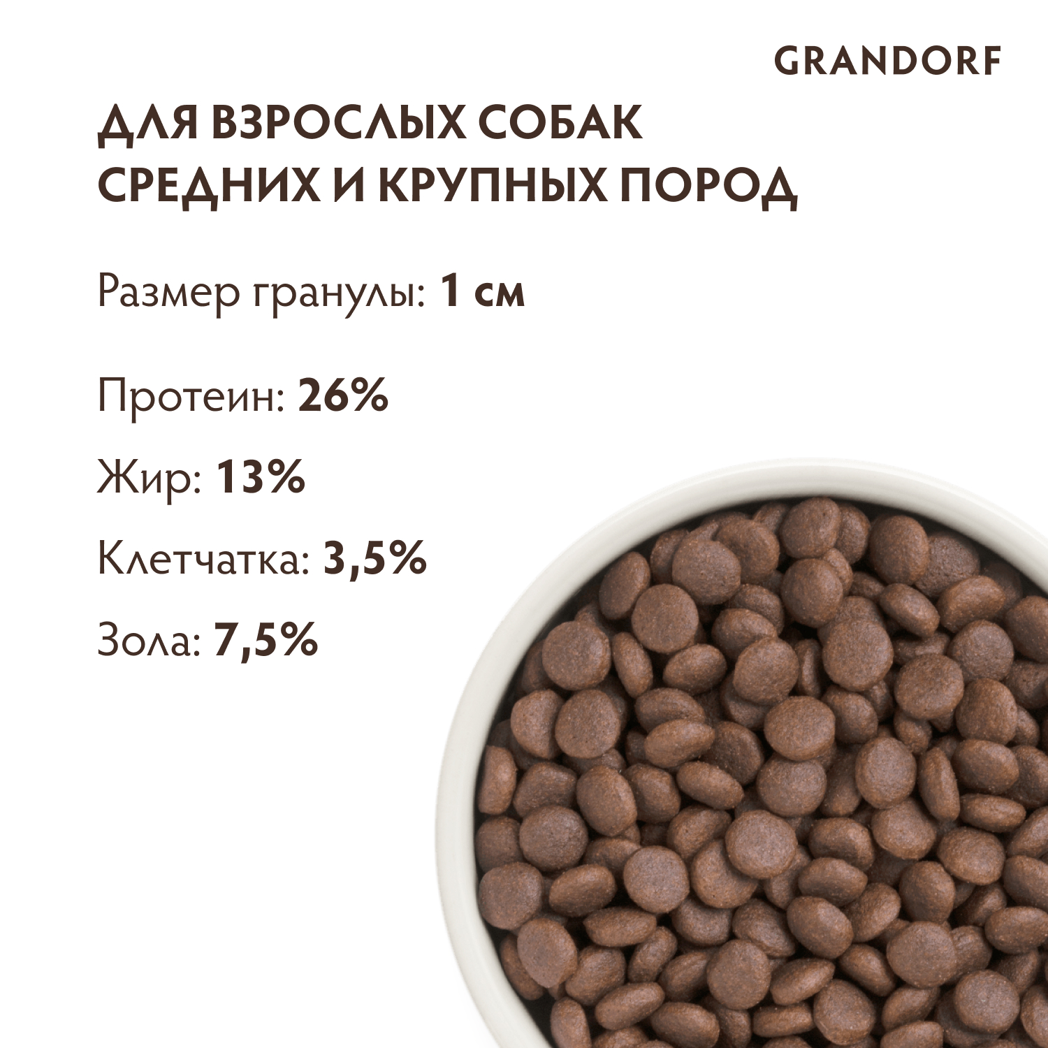 Корм для собак GRANDORF для средних и крупных пород, индейка сух.