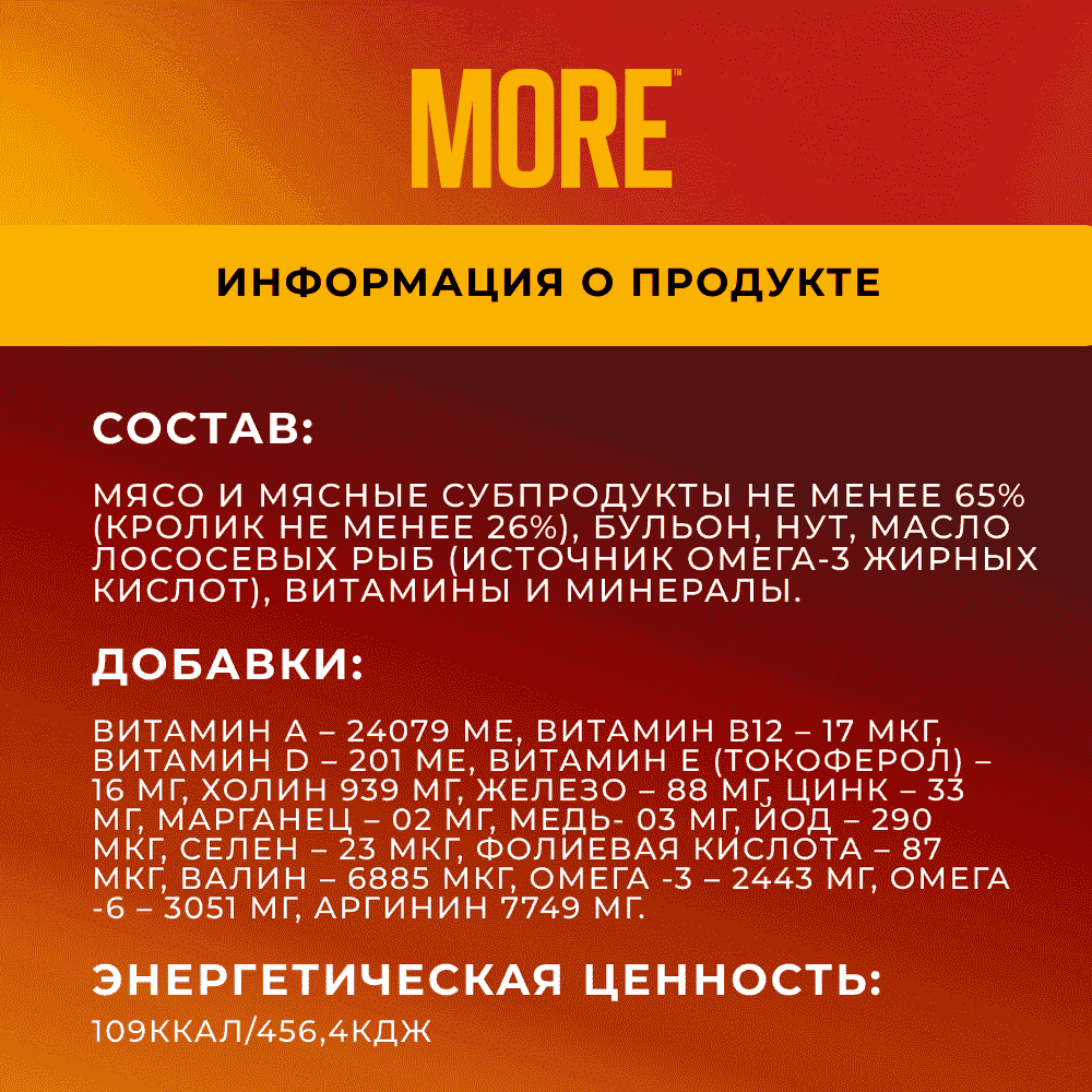 Корм для собак MORE паштет из кролика банка