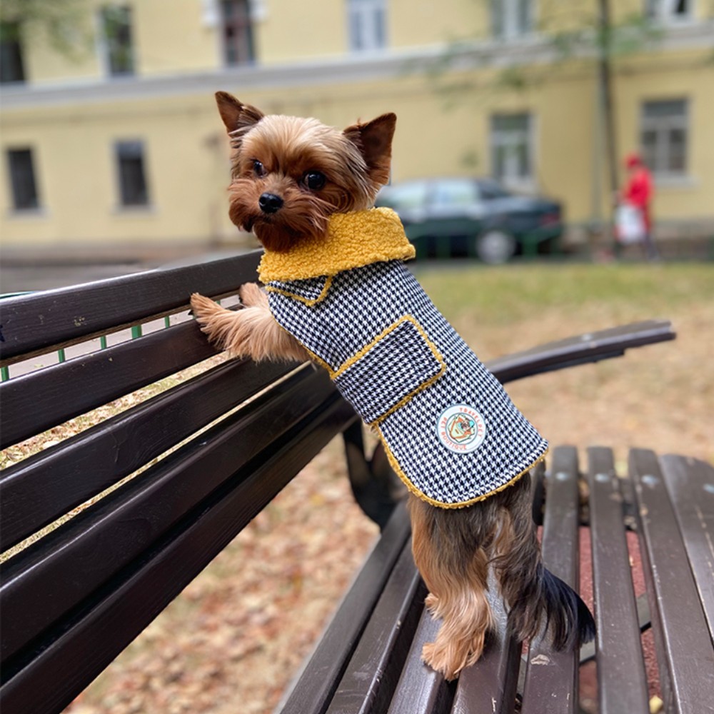 Попона для собак TRAVELPET теплая цвет гусиная лапка черно-белый,