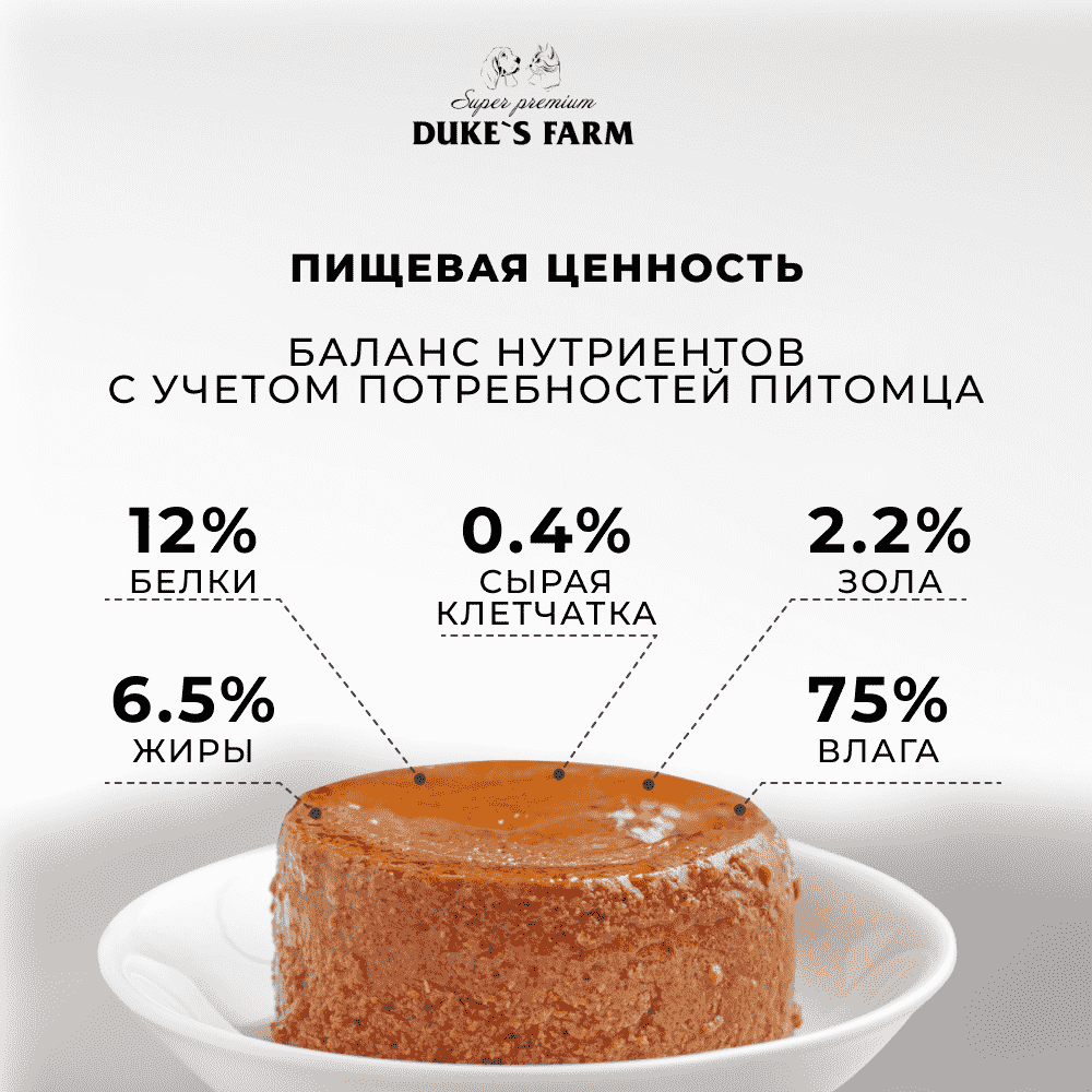 Корм для кошек DUKE'S FARM паштет курица, клюква банка