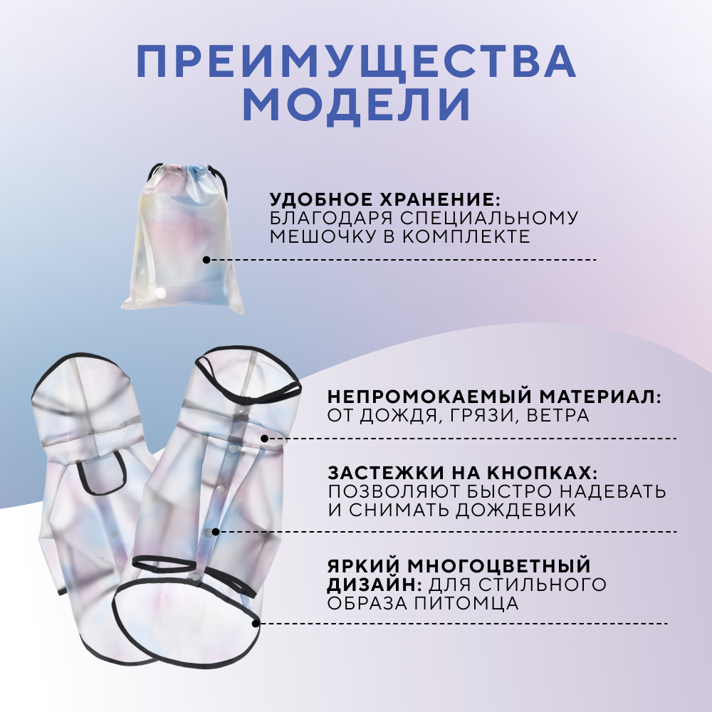Дождевик для собак FOXIE Invisibility Cloak складной XS (длина спины 25см) прозрачный