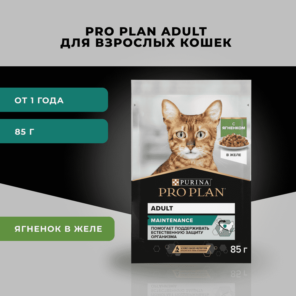 Корм для кошек PRO PLAN Maintenance с ягненком в желе пауч