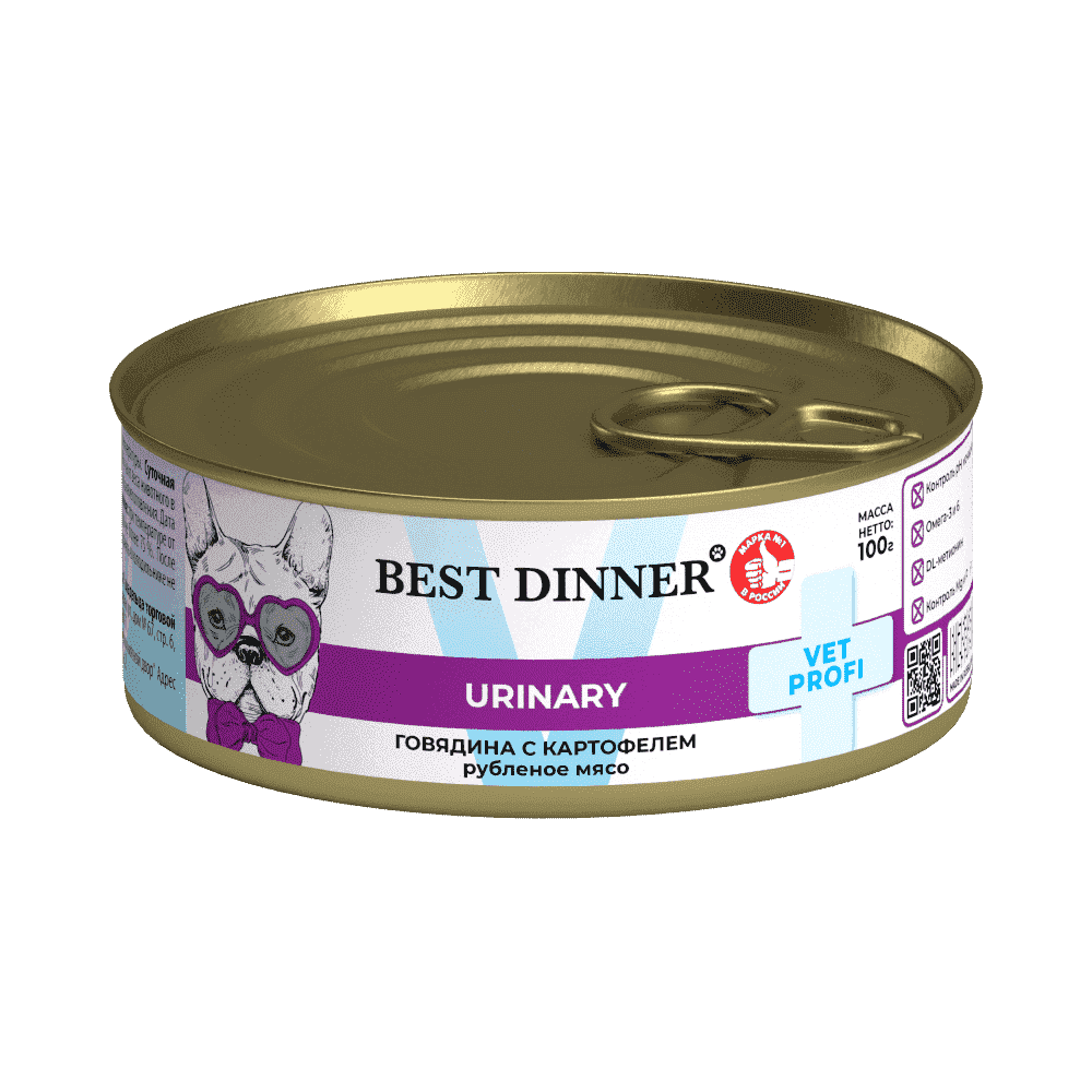 Корм для собак BEST DINNER Vet Profi Exclusive Urinary говядина с картофелем банка