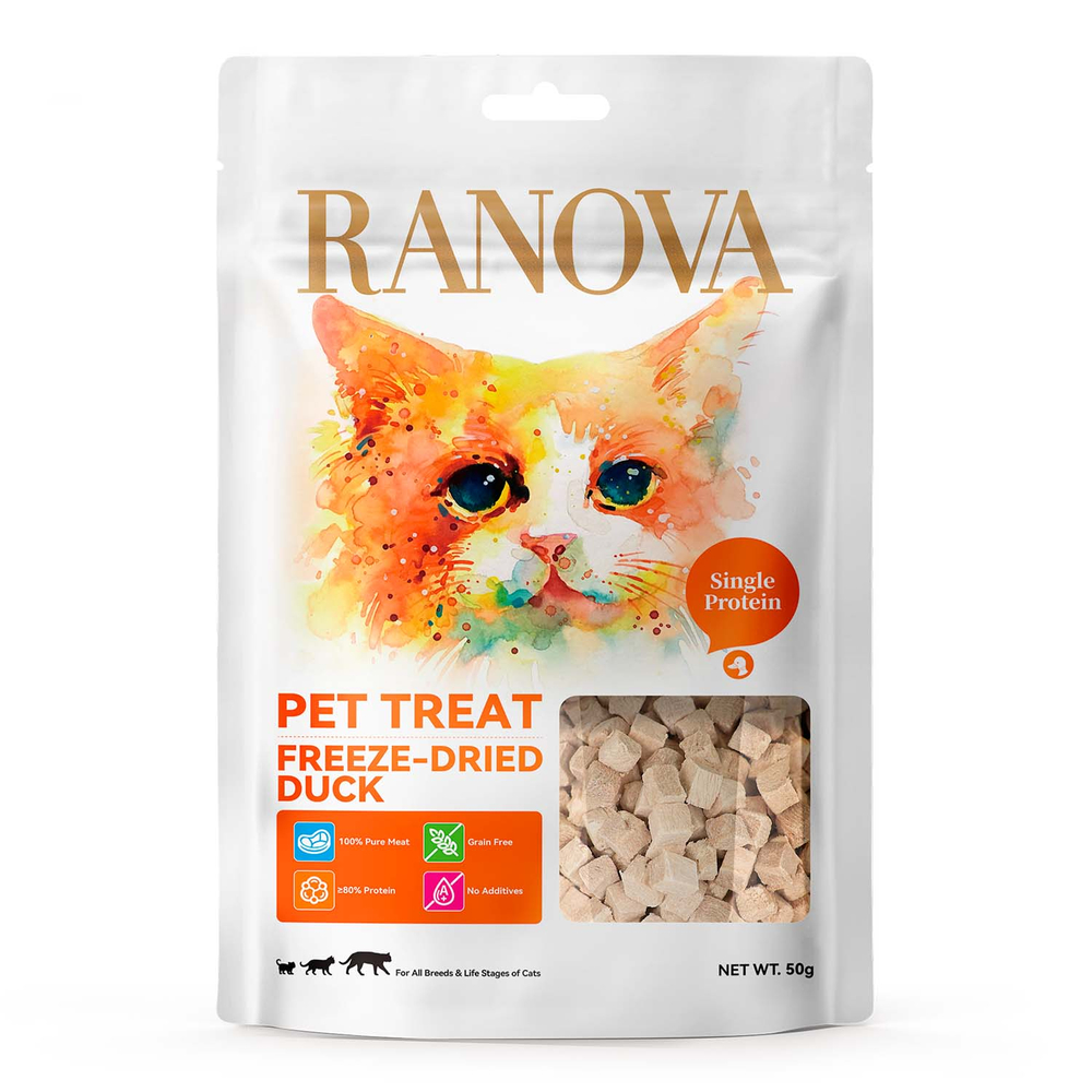Лакомство для кошек RANOVA сублимированное Утка,