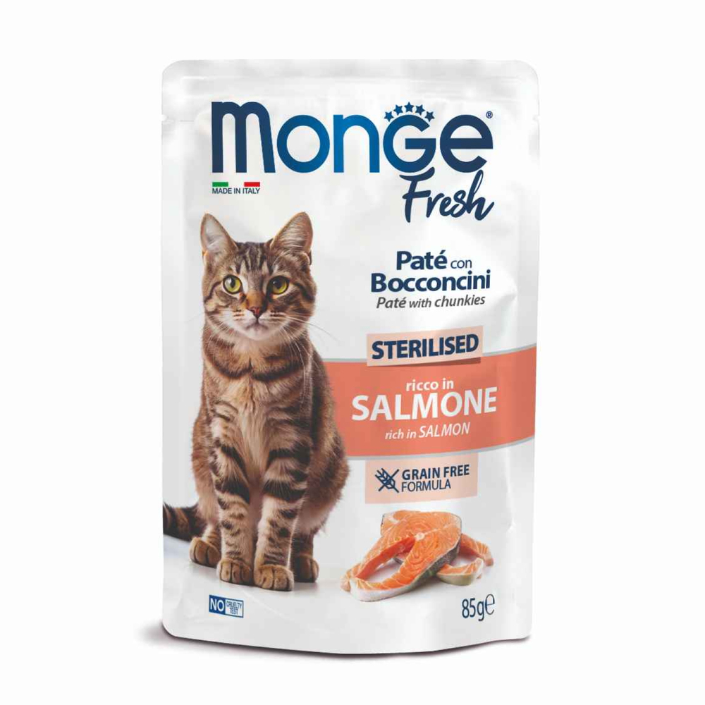 Корм для кошек MONGE Cat Fresh для стерилизованных, с лососем пауч