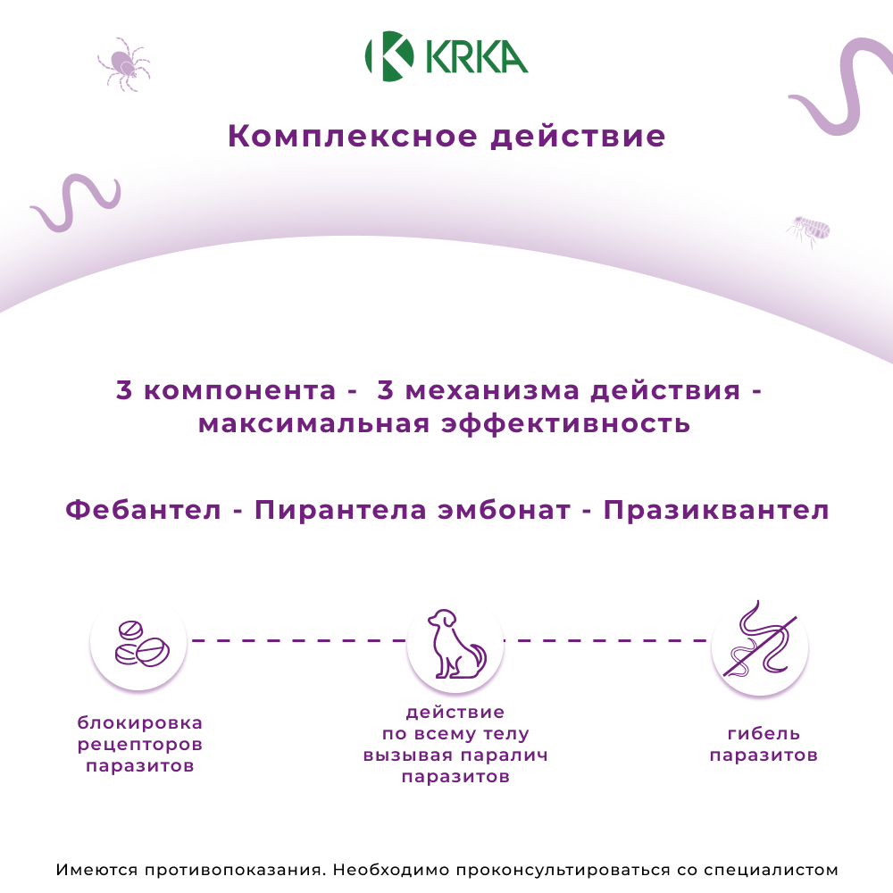 Антигельминтик для собак KRKA Дехинел Плюс XL, 1 таб. на 35кг, 2 таб.
