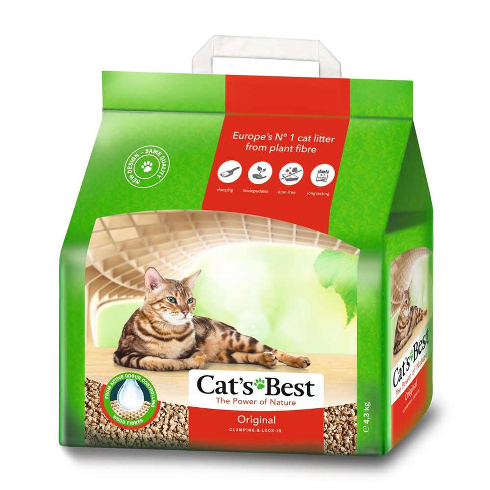 Наполнитель для кошачьего туалета CAT'S BEST Original древесный комкующийся 10л (4,3кг)