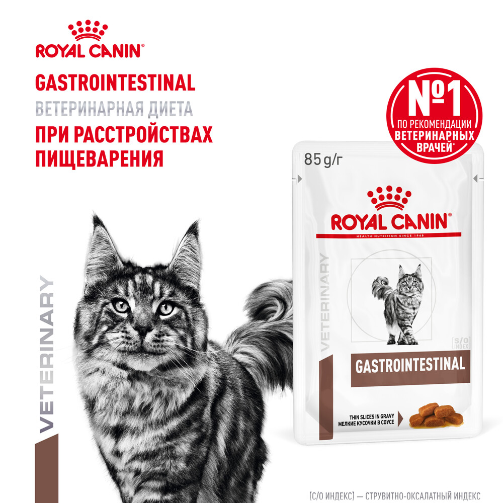 Корм для кошек ROYAL CANIN Vet Diet Gastro Intestinal при нарушении пищеварения, пауч