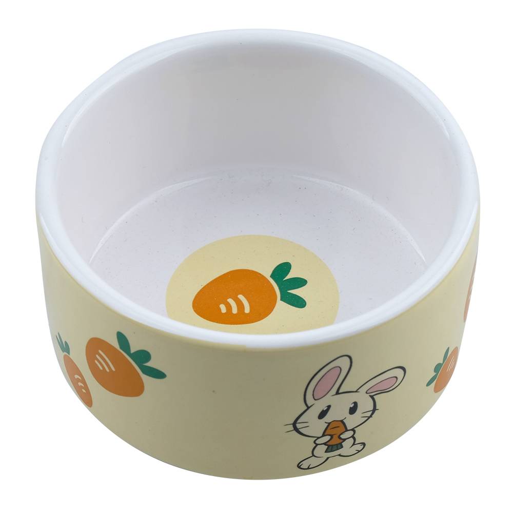 Миска для грызунов FOXIE Bunny Carrots желтая керамическая 10х10х5,5см 230мл