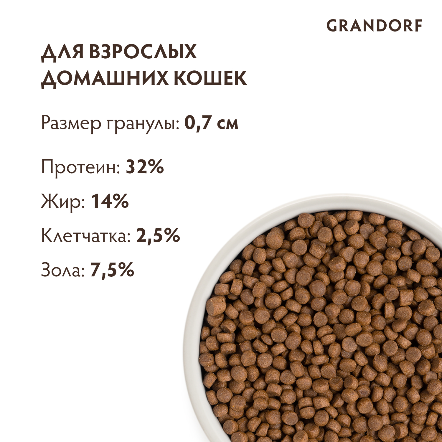 Корм для кошек GRANDORF для живущих в помещении, четыре вида мяса с пробиотиками сух.